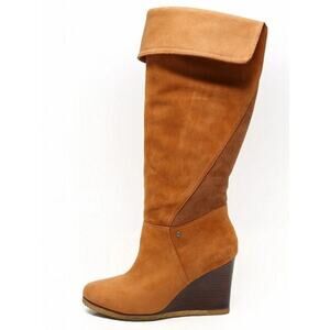 UGG Australia Women's Brown Ravenna Leather Knee High Wedge Boots Size 9